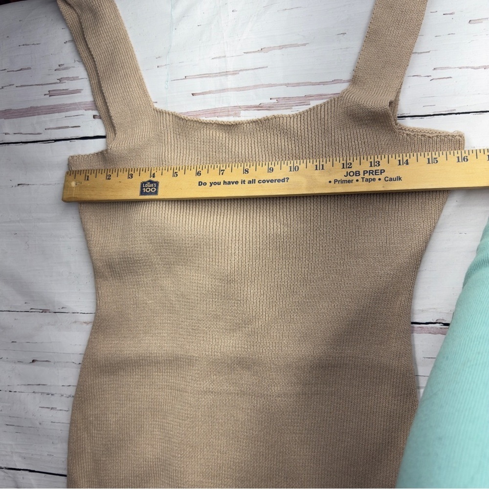 Elegant Tan Knit Mini Dress - Picture 8 of 8